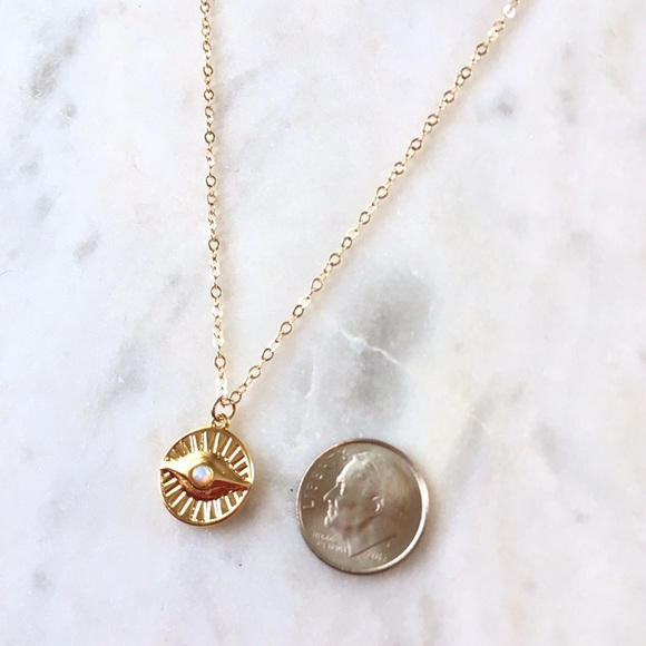 Evil Eye Sunrays Coin Necklace - Picture 7 of 8